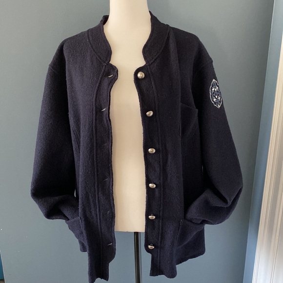 Navy Blue Wool Coat - Picture 3 of 8